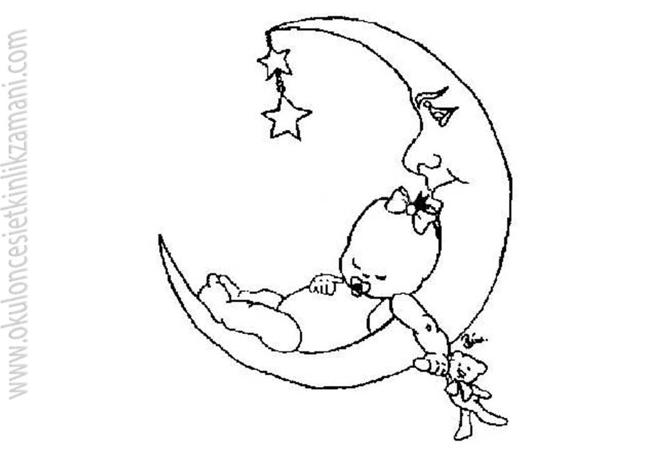 Луна раскраска для малышей